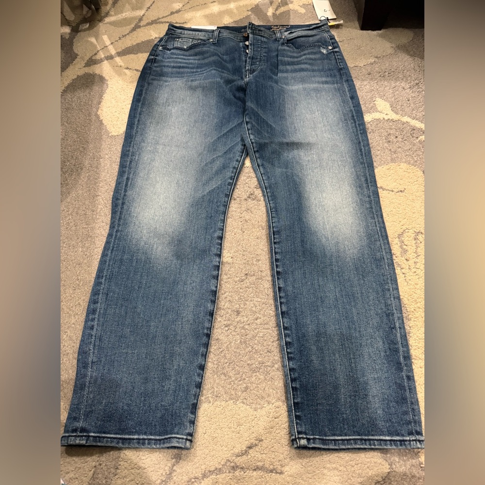 7 For All Mankind Indigo Straight Jeans high waist Josephine’s boyfriend buttons
